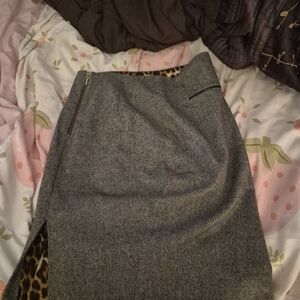 Express Gray Pencil Skirt with Leopard Detail